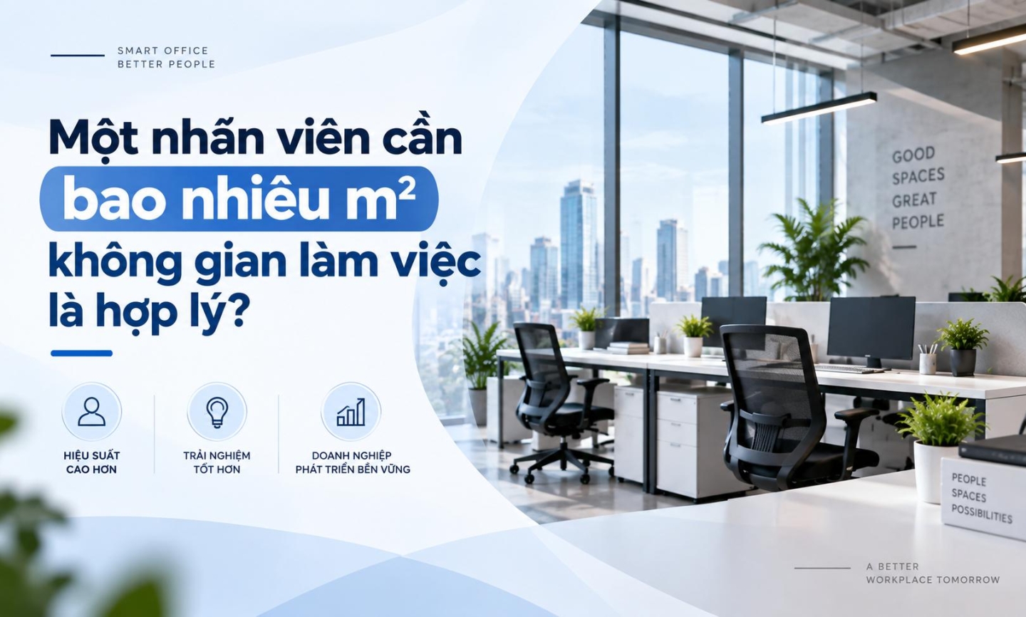 Một nhân viên cần bao nhiêu m² không gian làm việc?