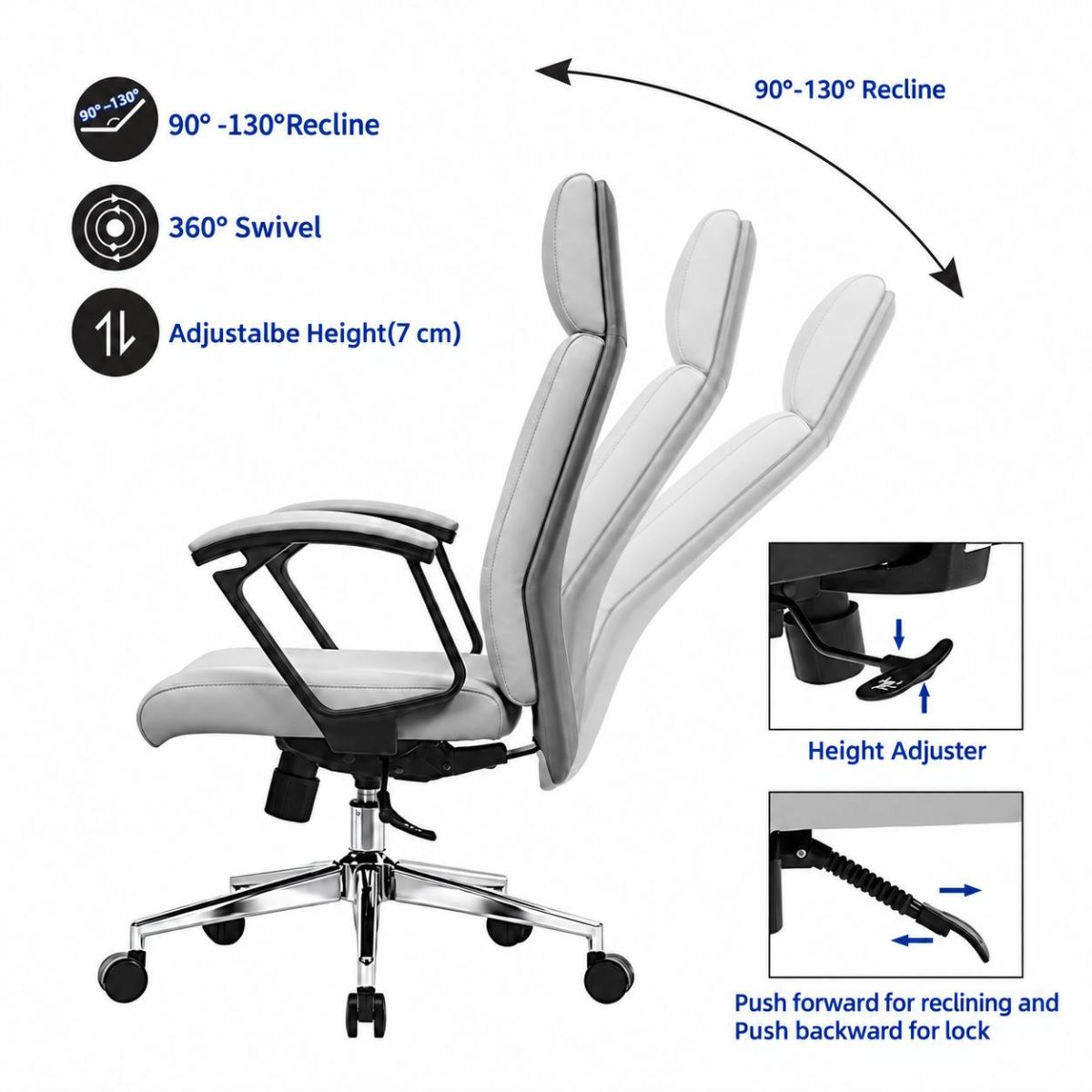 Ghế giám đốc da làm việc văn phòng GX-HP35 ngã mình
