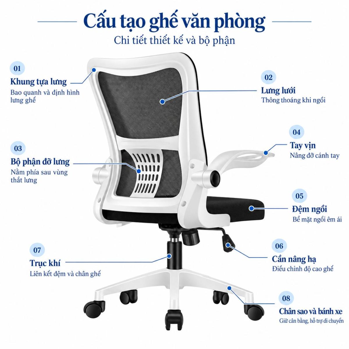 cấu tạo ghế văn phòng