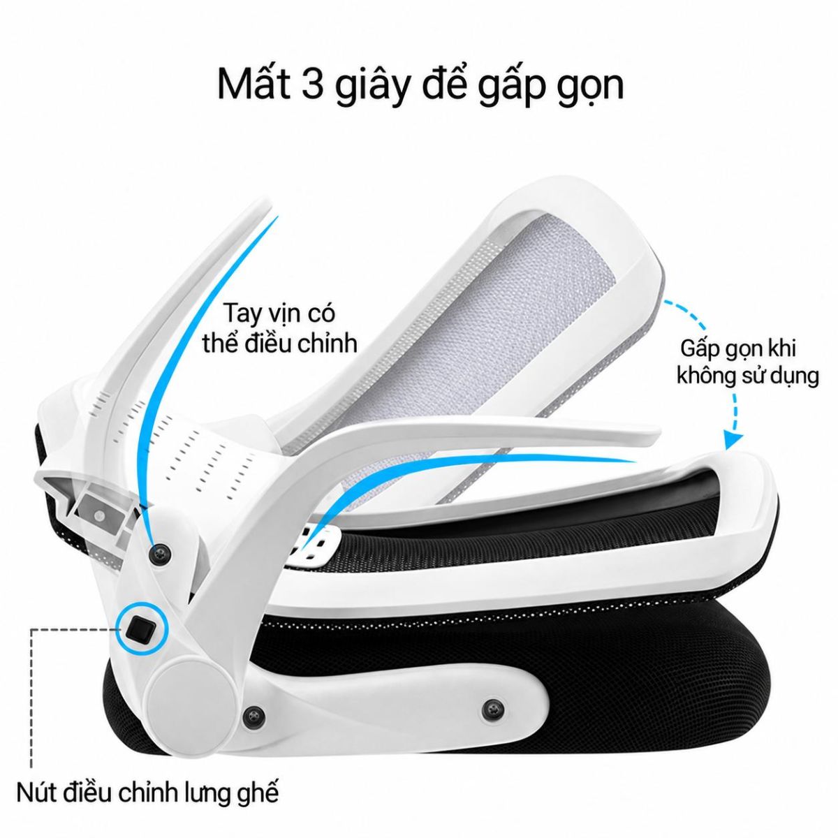 ghế xoay làm việc văn phòng gấp gọn
