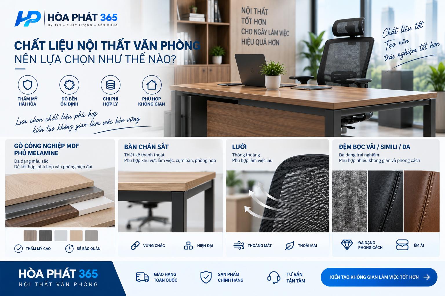 Chất liệu nội thất văn phòng nên lựa chọn như thế nào?