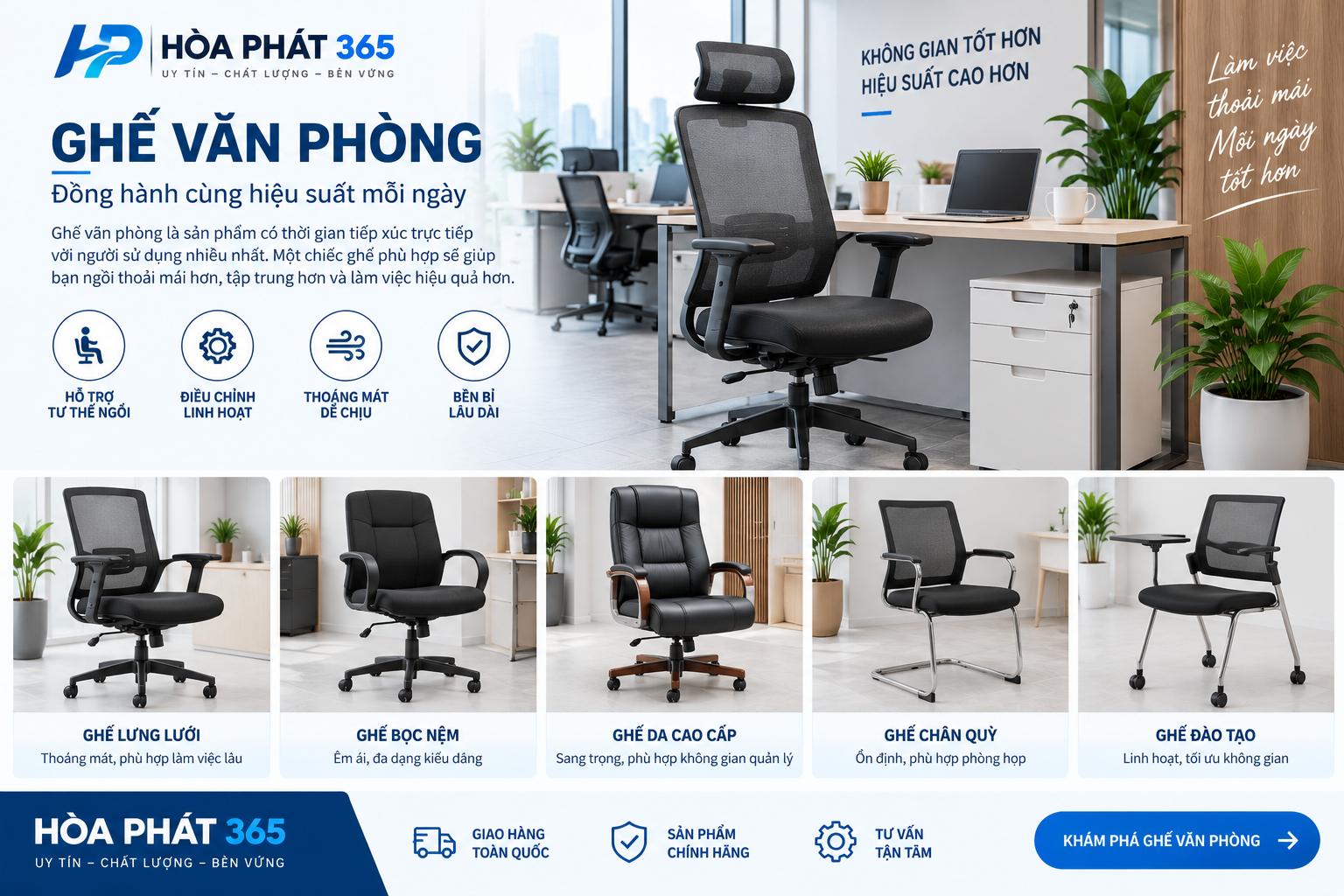 Ghế văn phòng – Sản phẩm ảnh hưởng trực tiếp đến trải nghiệm làm việc