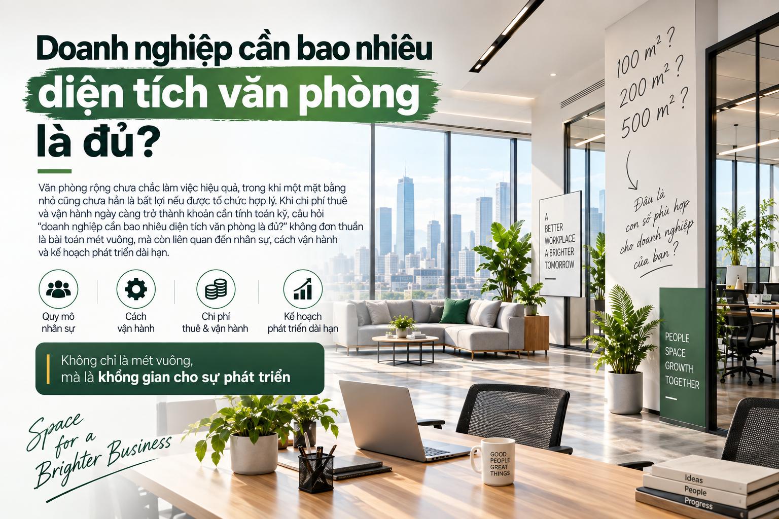 Doanh nghiệp cần bao nhiêu diện tích văn phòng là đủ