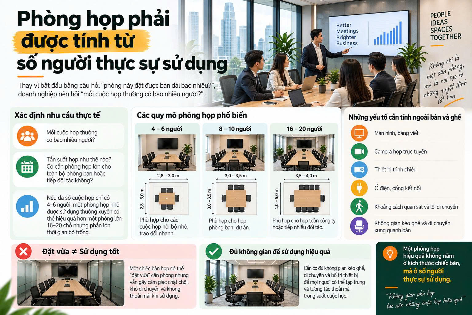 Phòng họp phải được tính từ số người thực sự sử dụng